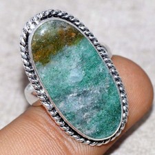 925 Silver Plated Green Aventurine Ring US 8.5 Unique Fashion Jewelry Trendy JW