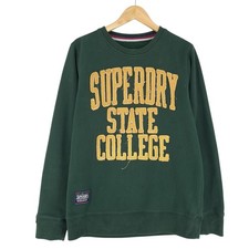 Vintage Superdry Sweatshirt Pullover Men Green Cotton Yx4 Size L