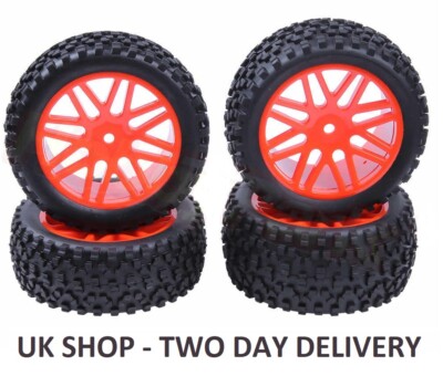 HSP RC Buggy Off Road Räder RC Auto Pin Reifen 5 Speichen rot x 4 vorne und hinten