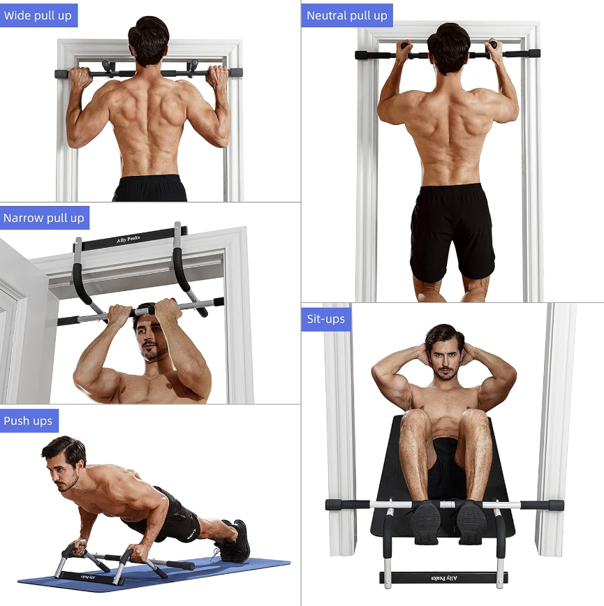 New Total Upper Body Workout Bar Door or Floor Pull Up Bar Dips Push Ups  Sit Ups