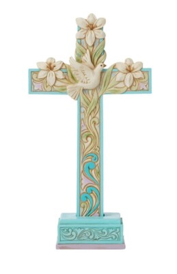 Jim Shore HWC Easter Cross w Lilies Dove Figurine 3.54 H Stone Resin Enesco NIB