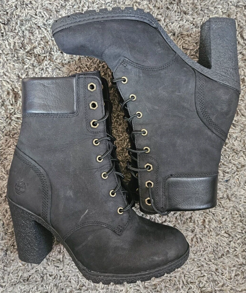 Timberland 8432A stivali donna misura 6 5 neri Earthkeepers lucidi tacco alto