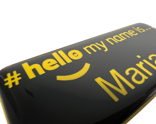 Premium Domed Engraved Hello my name is logo badge Trainee Staff ID Carer Team - Picture 7 of 7