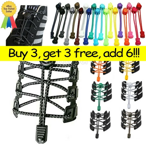 No Tie Shoe Laces Lazy Elastic Round Shoelaces Lock Erwachsene Kinder Sport Trainer H - Bild 1 von 36