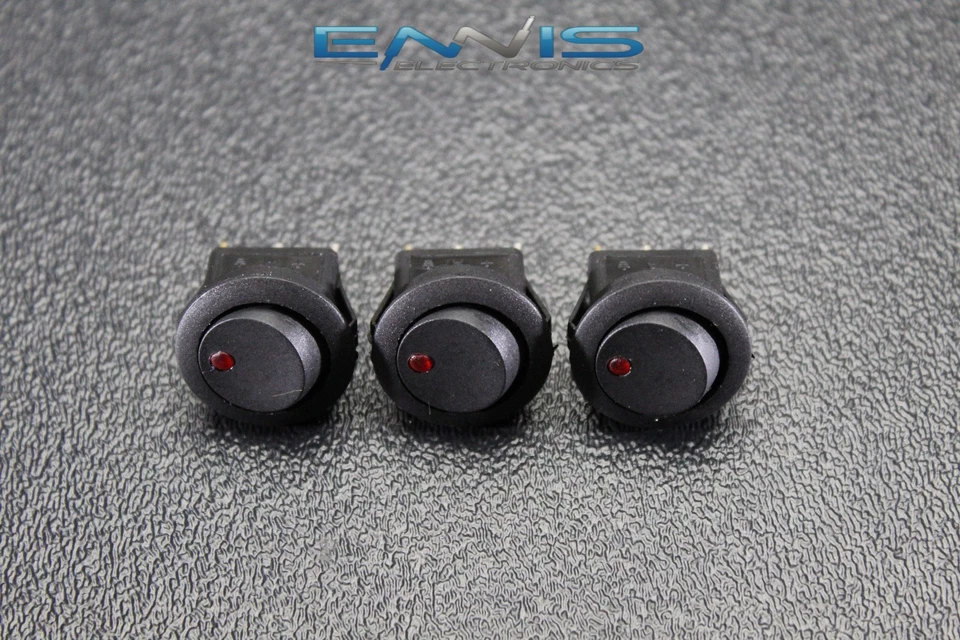 INTERRUPTOR BASCULANTE REDONDO 5 PIEZAS ORIFICIO DE MONTAJE 3/4 16 AMP 12V 3 PIN ROJO PALANCA LED IBRRSR Foto 2 de 4