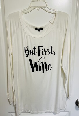 DREAM STYLE  But First, Wine  Women s Long Sleeve Bachelorette Every Day Sleep