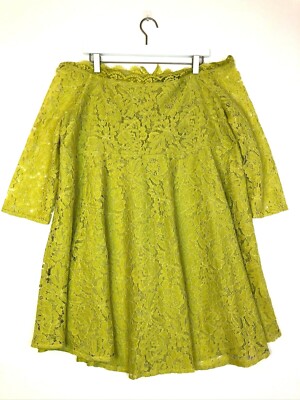 Boohoo mustard yellow maternity skater dress lace floral new size 12 | eBay