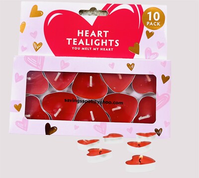 10er-Pack Valentinstagskerzen Teelichter rot Liebe herzförmig romantisches Abendessen