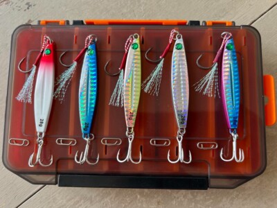 SPINNERS Mackerel & Bass x FIVE SET PLUS DOUBLE SIDE LURE BOX 28gm Stinger Hooks