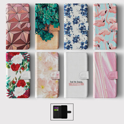 CASE FOR IPHONE 16 15 14 13 12 11 SE PRO WALLET FLIP PHONE COVER FLORAL FLAMINGO