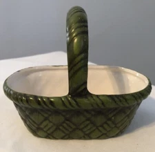 Vintage Haeger Pottery Basket Weave Avocado USA