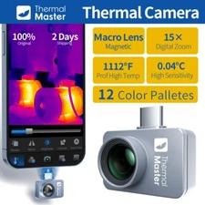P2PRO Android Thermal Camera with Macro Lens,1112℉ Temp Range, 256×192,15X Zoom