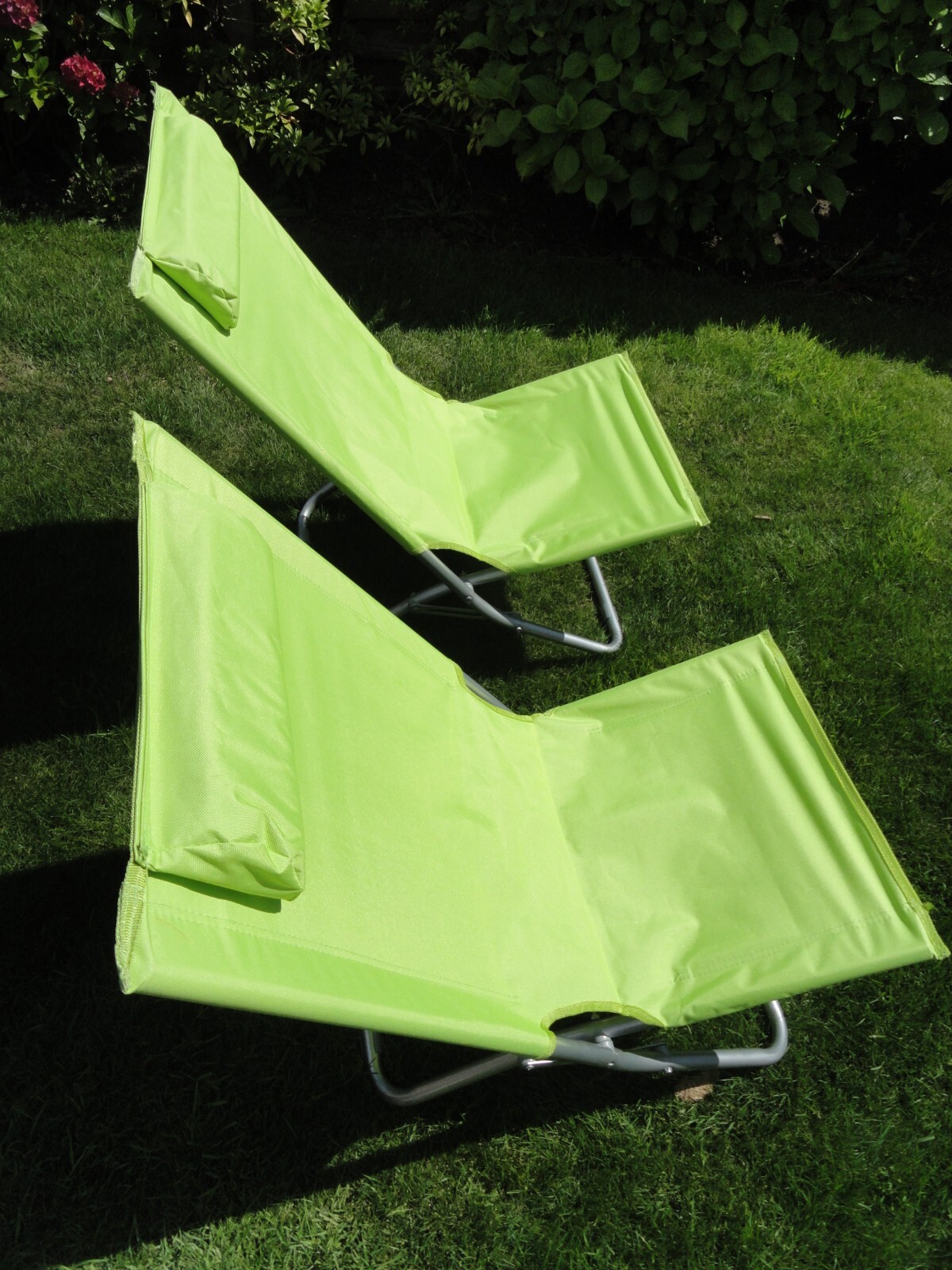 Two Sainsburys Folding Beach Camping or Festival Chairs Brand New Lime