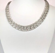 18K White Gold Diamond Necklace, 17-1/2" Long X 1/2" Wide