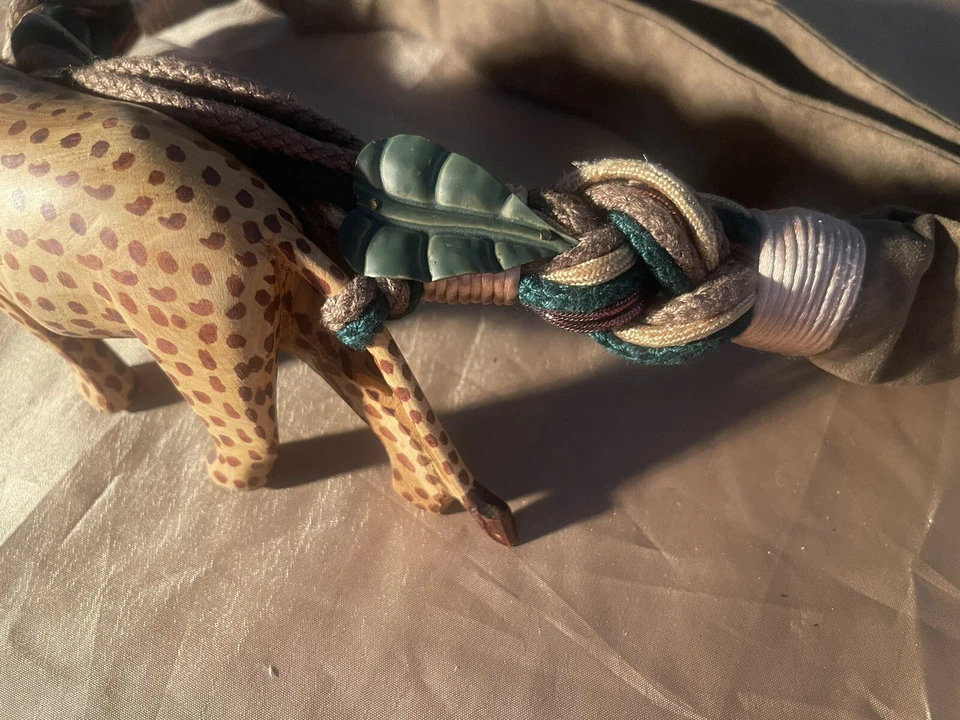 复古 Carolyn Tanner 木制猎豹皮带线 金属 BoHo 可调 80 年代 — 第 3/4 张图片