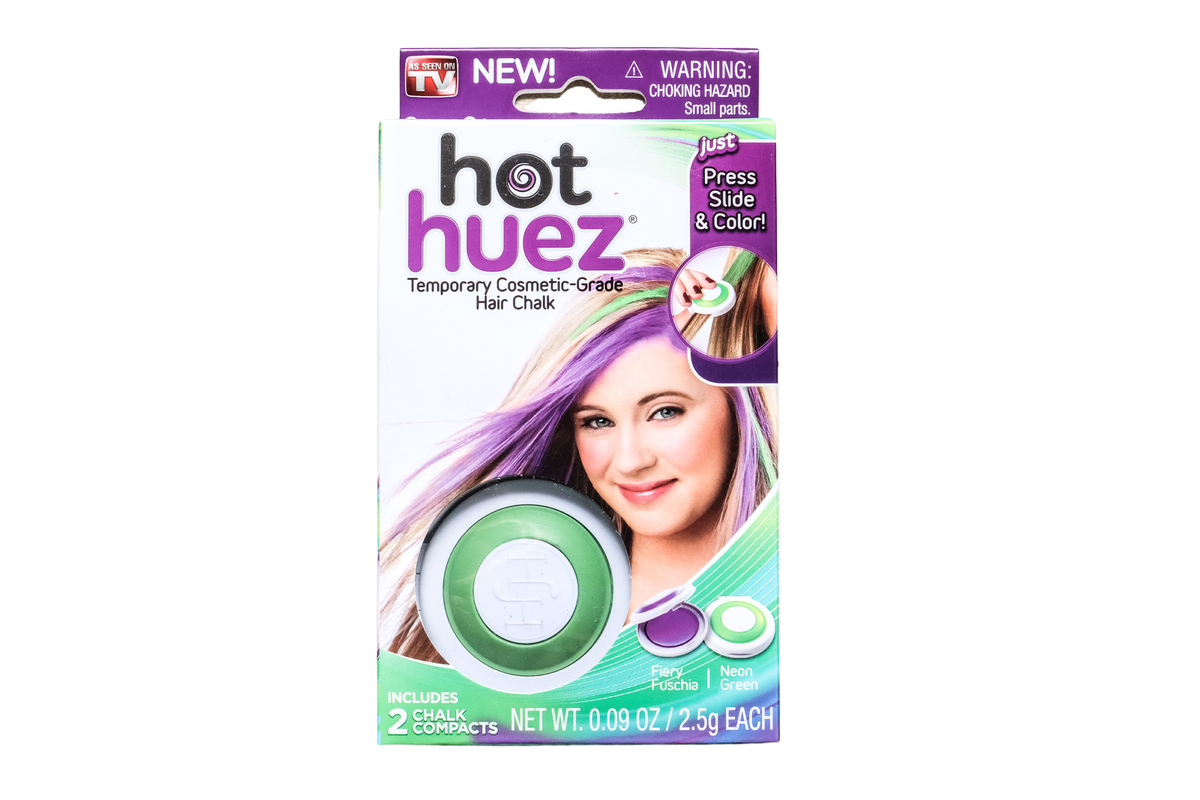 Hot Huez Temporary Hair Chalk-Set Fiery Fuschia | Neon Green Fun