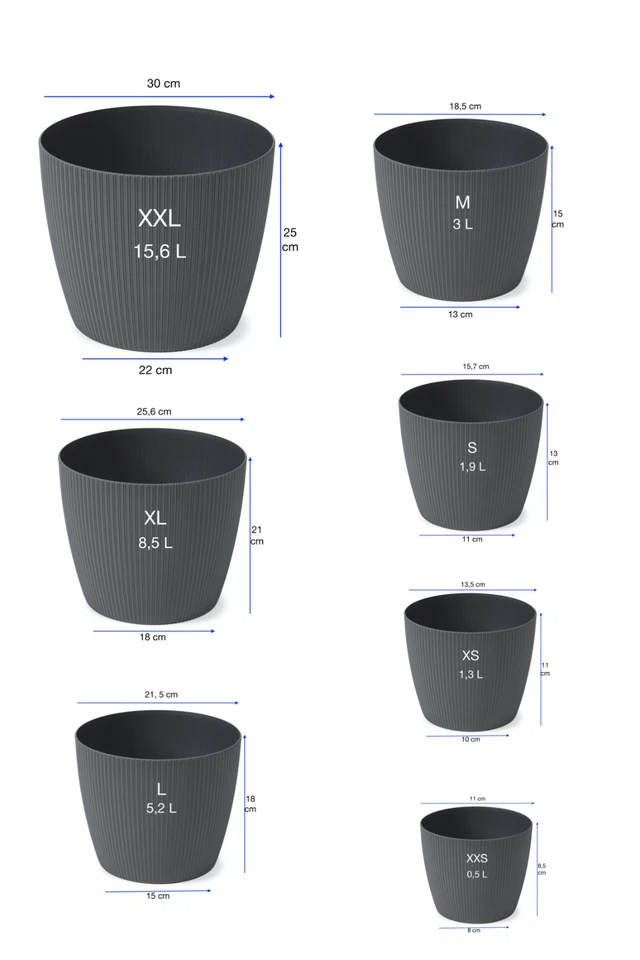 Blumentopf Übertopf Rund – 7 Größen, 10 Farben – Modern & Dekorativ - Bild 3 von 4