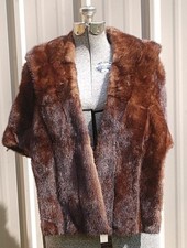 Old Vintage Brown Mink Stole Satin Lined w Pockets by Steiger Furs Danville