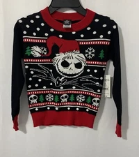 Disney The Nightmare Before Christmas Girls Christmas Sweater Black XS (4-5)