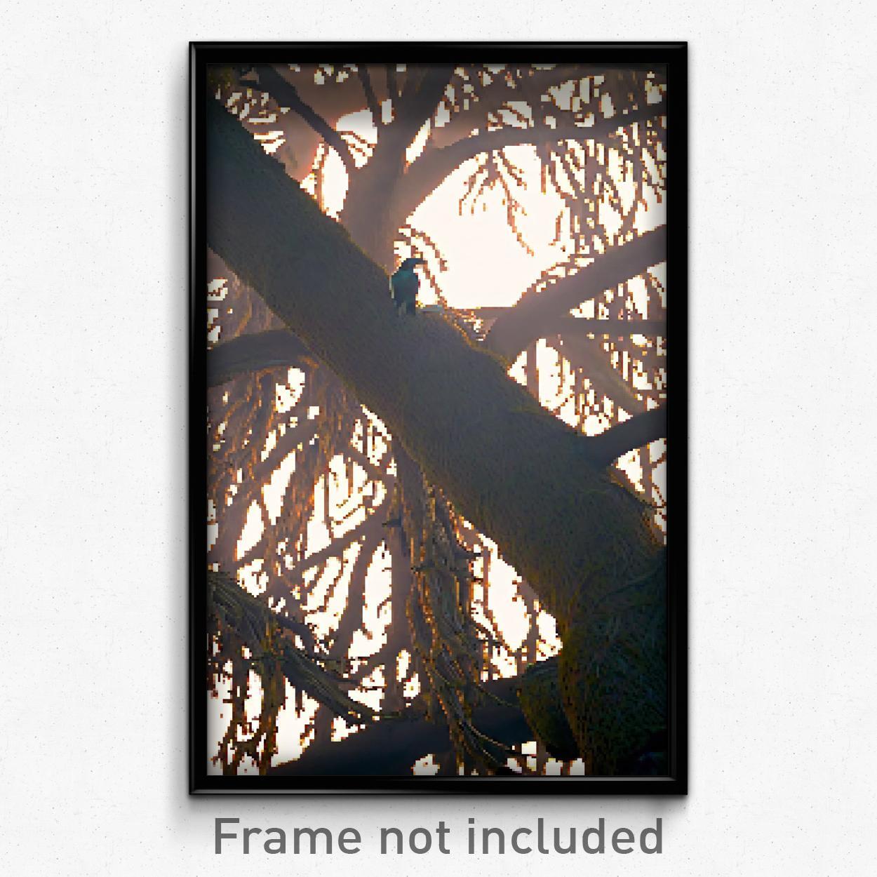 Pixel Art Poster - Glaring Rookery (8 Bit Psychedelic Trippy Video Game Print)