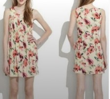 Madewell Womens Tea Rose Ivory Pink Floral Silk Dress Size 6