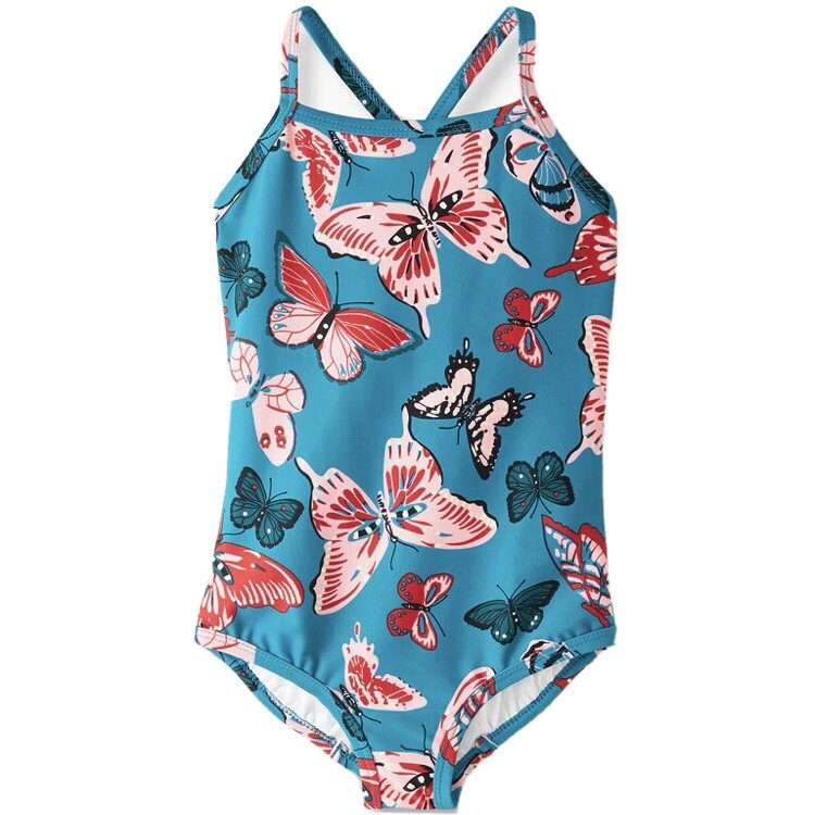 Blue Butterfly Bathing Suit One Piece Swimsuit