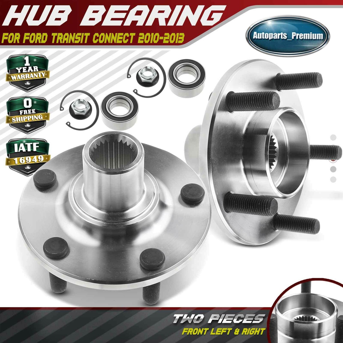 Front Left & Right Wheel Bearing Hub Assembly for Ford Transit
