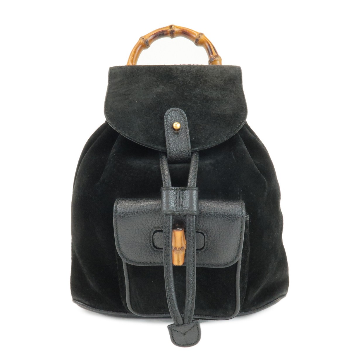GUCCI Bamboo Mini Back Pack Black Suede Leather 003.1956  display picture 1