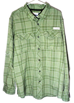 Mens Magellan Vented Long Sleeve Fishing Shirt -- Green Plaid Mens XL