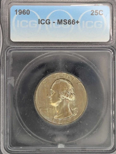 1960 Washington Quarter 25c ICG MS66+ Plus Grade! Beautiful!