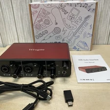 Wrugste 2i2 USB Audio Interface with MIDI Ports 24Bit 96kHz+48V