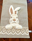 Cottontail Lane White Furry Rabbit Bunny Table Runner  Crocheted 70 x 14 Spring