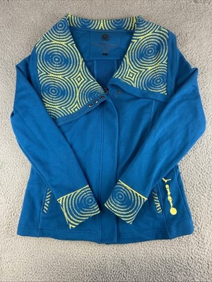 CIRQUE DU SOLEIL BLUE GRAPHIC ZIP UP SWEATSHIRT JACKET WOMENS SZ XL