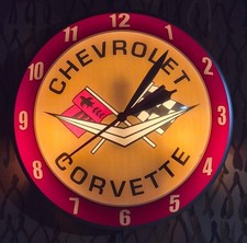 Vintage American Retro Chevy Corvette Double Bubble Advertising Clock - Superb Vintage American Retro Chevy Corvette Double Bubble Advertising Clock - Superb
