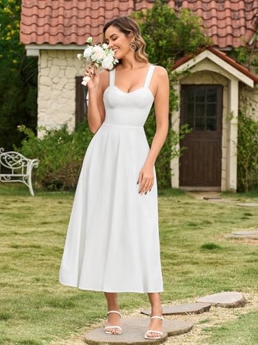 Floral Midi Wedding Guest Dresses for Women 2026 Summer Spring X-Large  White | eBay