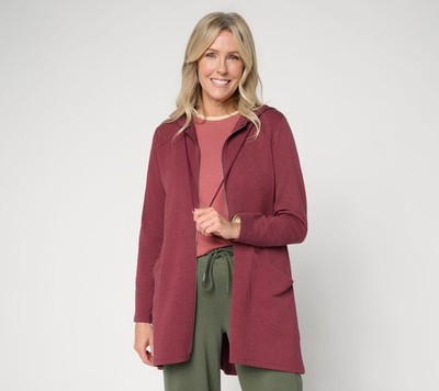 LOGO by Lori Goldstein Regular Zip Front Hoodie with Pockets Tawny Port L New