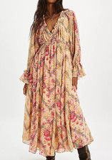 Free People NWT Size XS Beautiful Flowy Midi/ Maxi Boho Lena Dress NEW