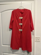 Vintage Shadowline Robe Red Button Up Sz Small Housecoat