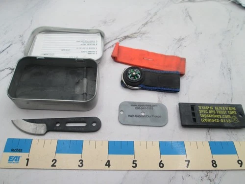 Turley Model 23 Survival Kit Knife Fixed Blade W/Tin USA Whistle Compass Ribbon