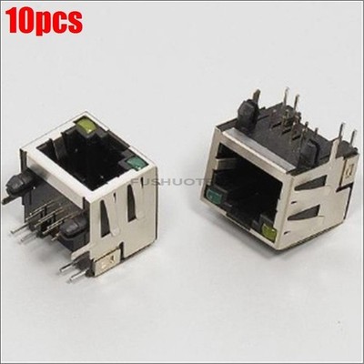 10Pcs Network CAT5 RJ45 RJ50 Led Router Socket Port Jack Ic New mb #wd