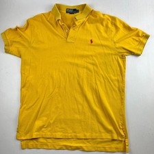 Polo Ralph Lauren Polo Shirt, Short Sleeves, Yellow, Cotton, Men's Size Large