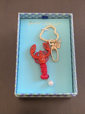Betsey Johnson Crystal Red Lobster Gold Tone Keychain Bag Charm