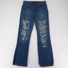 Tommy Hilfiger Jeans Womens 8 Medium Wash Distressed Ripped Denim Straight