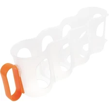 Fridge Can Holder Organizer Soda Beer Dispenser Holds 4 Cans Clear Orange Handle