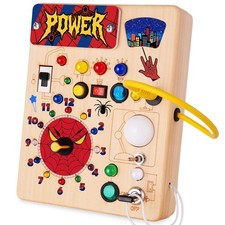 Busy Board with 22 LED Light Switches Montessori Toys for 3 Years Old Boy Girl