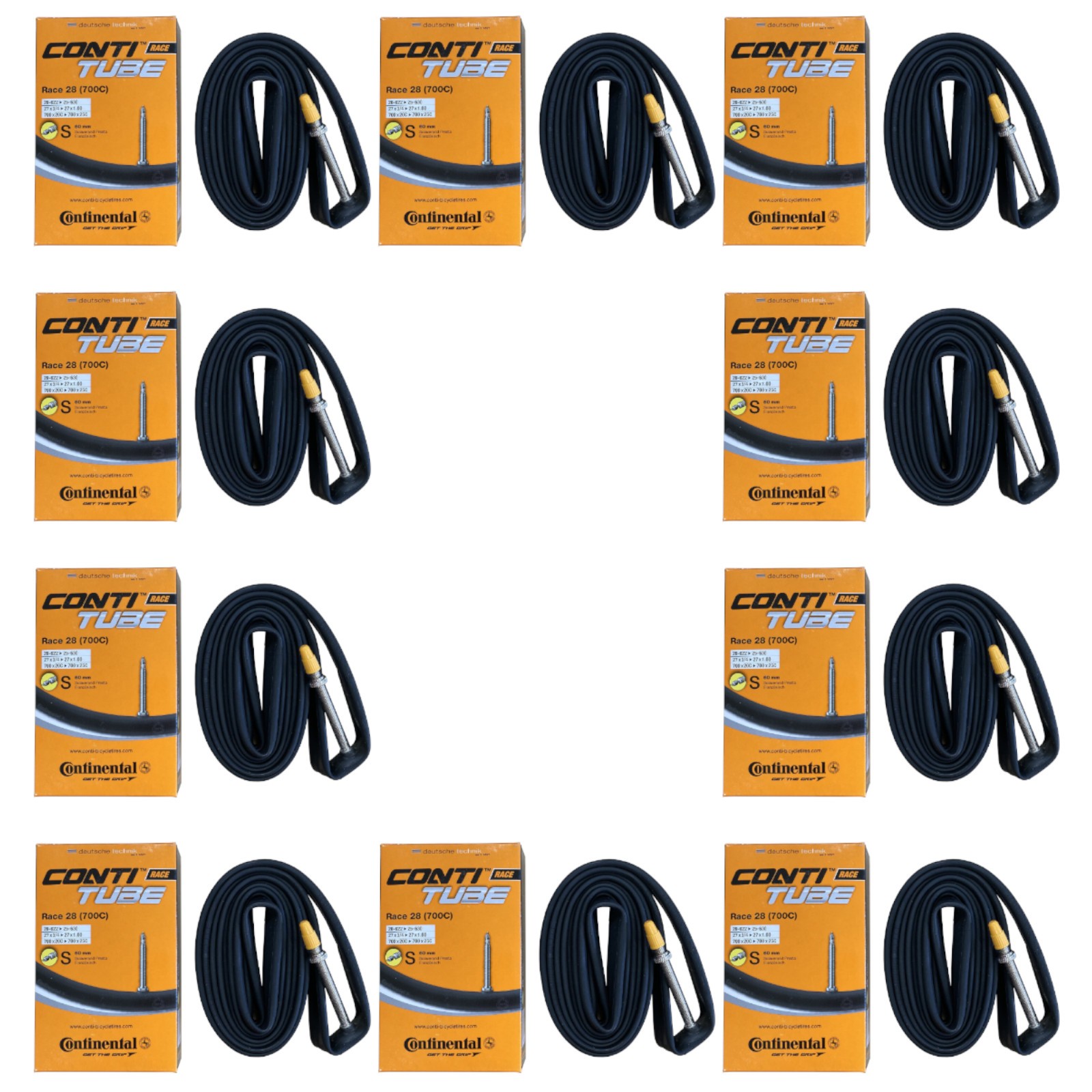 Continental 700 x 20-25c Road Racing 60mm Presta Inner Tubes (10 Pack)