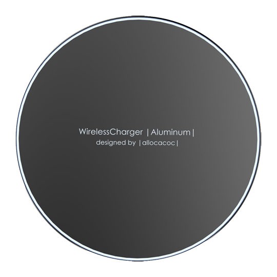 Allocacoc Wireless Charger, Aluminium, Ultra Slim, 15W, Qi Support, Overcharge P