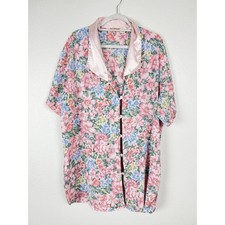 Victoria  s Secret Vintage Gold Label Floral Sleep Shirt Button Up Pink Vintage M