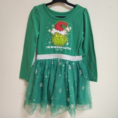 Dr. Seuss Grinch Christmas Dress 3T Green Tutu Sparkle Holiday Outfit