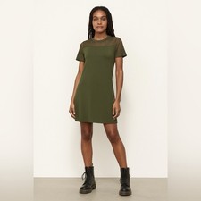 Michael Kors Classic A-line 90s Grunge Olive Dress With Fishnet Details Size XS